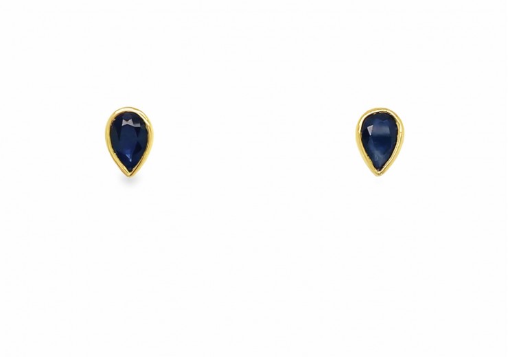 9ct Yellow Gold Sapphire Stud Earrings