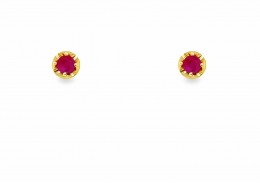 9ct Yellow Gold Round Ruby Stud Earrings