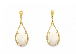 9ct Yellow Gold Opal Drop Earrings