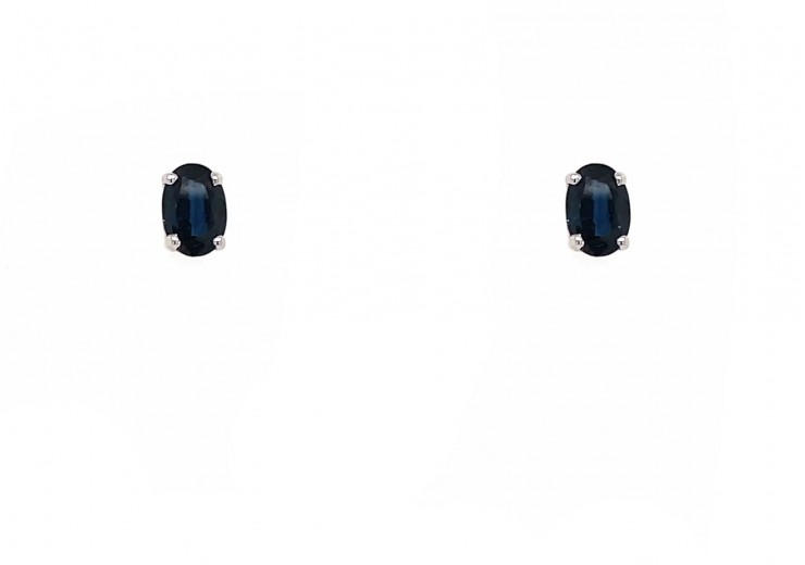 9ct White Gold Sapphire Stud Earrings