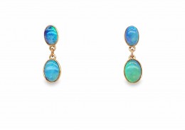 9ct Rose Gold Opal Drop Earrings