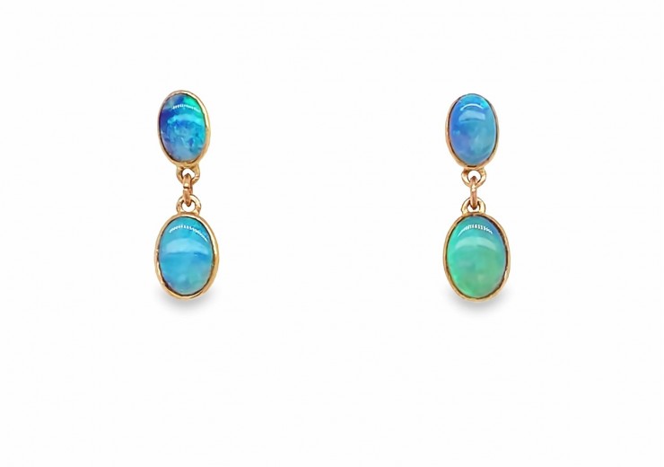 9ct Rose Gold Opal Drop Earrings