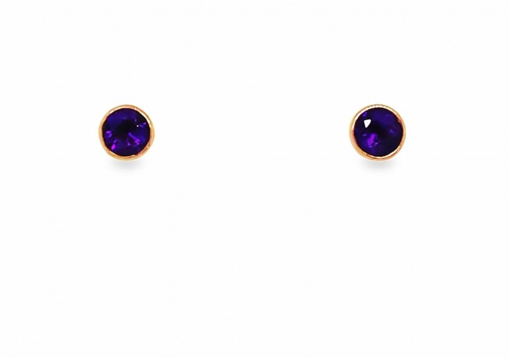 9ct Rose Gold Amethyst Stud Earrings