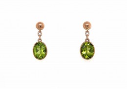 9ct Rose Gold Peridot Drop Earrings