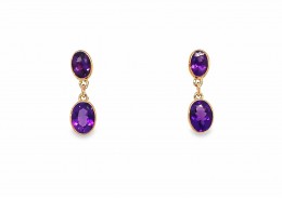 9ct Rose Gold Amethyst Drop Earrings