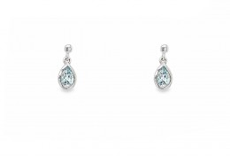 9ct White Gold Aquamarine Drop Earrings