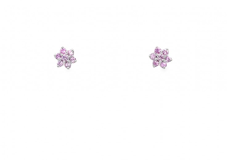 9ct White Gold Pink Sapphire Studs
