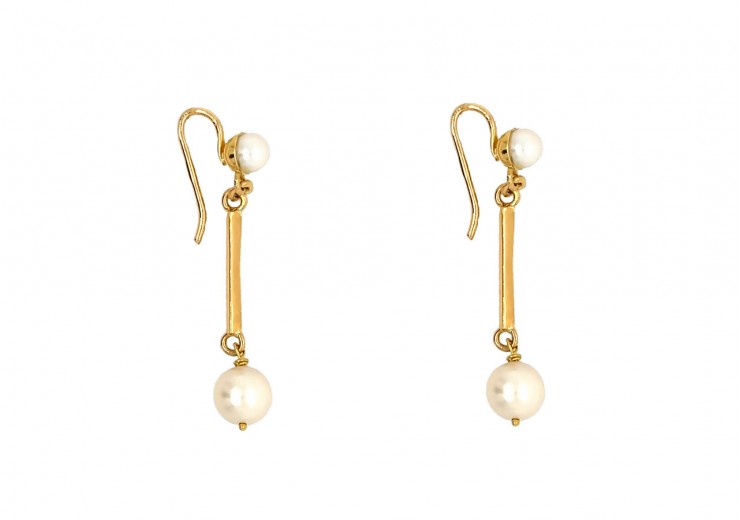 Pre-owned 14ct Yellow Gold Pearl Drop Earrings