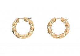 Pre-owned 9ct Yellow Gold Twist Hoop Earrings