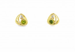 Pre-owned 9ct Yellow Gold Peridot Stud Earrings