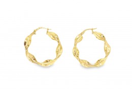 Pre-owned 9ct Yellow Gold Twist Hoop Earrings