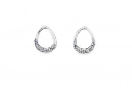 Silver Georg Jensen Offspring Diamond Drop Earrings