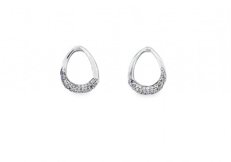 Silver Georg Jensen Offspring Diamond Drop Earrings