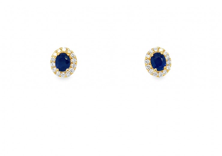 9ct Gold Sapphire & Diamond Earrings