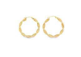 Pre-owned 9ct Yellow Gold Twist Hoop Earrings