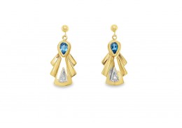 Pre-owned 9ct Yellow Gold Blue Topaz Drop Earrings