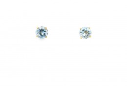 Pre-owned 9ct Yellow Gold Aquamarine Stud Earrings