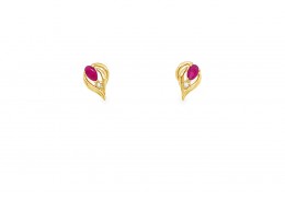 Pre-owned 9ct Yellow Gold Ruby & Diamond Stud Earrings