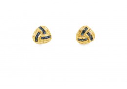 Pre-owned 9ct Yellow Gold Sapphire Knot Stud Earrings