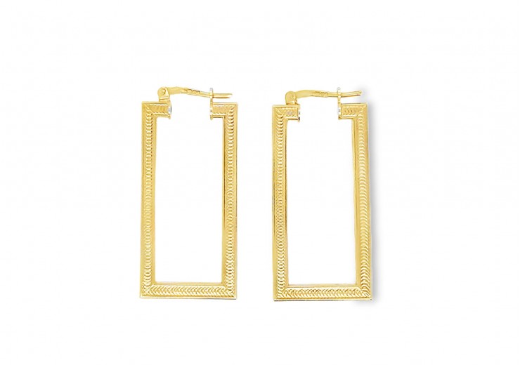 Pre-owned 9ct Gold Rectangular Hoops