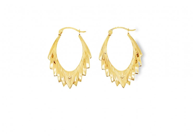 Pre-owned 9ct Fancy Gold Hoops