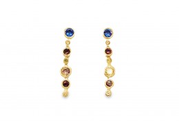 Silver Gold Plated Multicoloured Gem Drop Earrings Silver Gold Plated Multicoloured Gem Drop Earrings