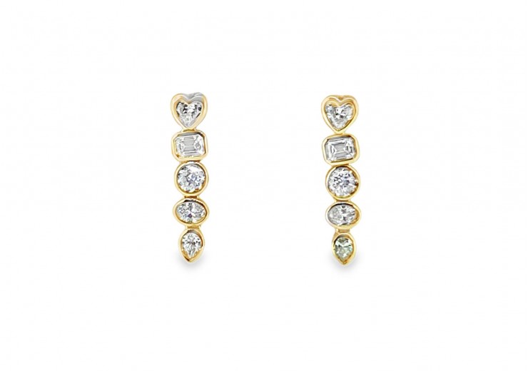 9ct Yellow Gold Multi Shaped Lab Diamond Earrings 9ct Yellow Gold Multi Shaped Lab Diamond Earrings