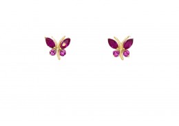 9ct Yellow Gold Pink Cubic Zirconia Butterfly Studs