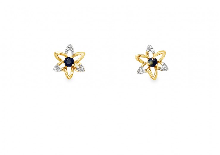 Pre-owned 9ct Yellow Gold Sapphire & Diamond Earrings Pre-owned 9ct Yellow Gold Sapphire & Diamond Earrings