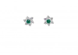 Pre-owned 18ct White Gold Emerald & Diamond Studs Pre-owned 18ct White Gold Emerald & Diamond Studs