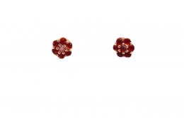 Pre-owned 9ct Yellow Gold Fire Opal Cluster Studs Pre-owned 9ct Yellow Gold Fire Opal Cluster Studs