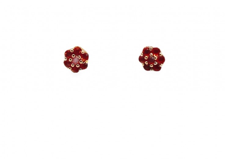 Pre-owned 9ct Yellow Gold Fire Opal Cluster Studs Pre-owned 9ct Yellow Gold Fire Opal Cluster Studs