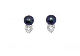 Pre-owned 18ct White Gold Tahitian Pearl & Diamond Studs Pre-owned 18ct White Gold Tahitian Pearl & Diamond Studs