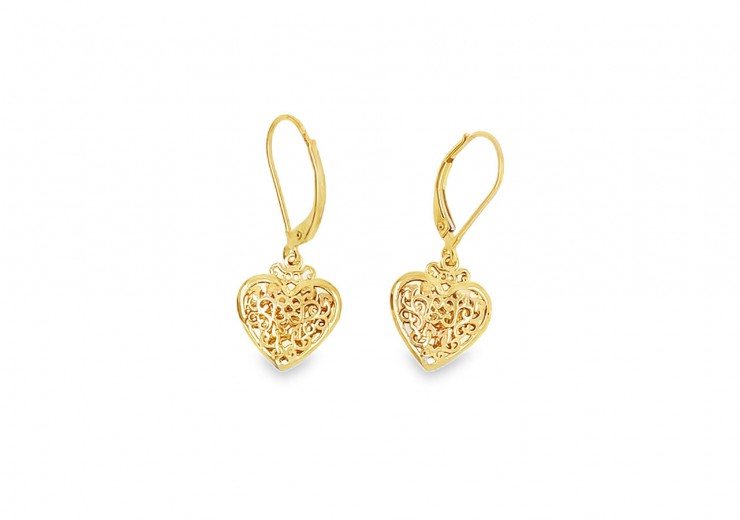 Pre-owned 9ct Gold Clogau Heart Drop Earrings