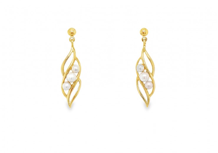 Pre-owned 9ct Gold & Pearl Earrings