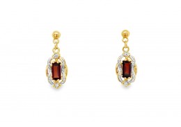 Pre-owned 9ct Gold & Garnet Earrings