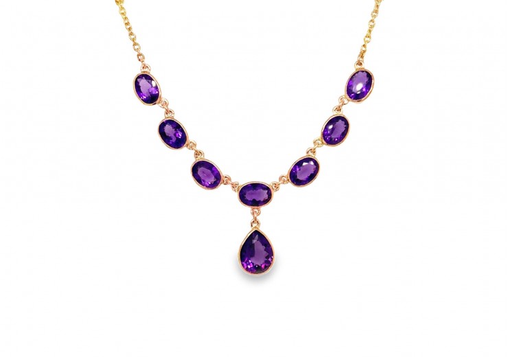 9ct Rose Gold & Amethyst Necklace