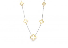 9ct White & Yellow Gold Flower Chain