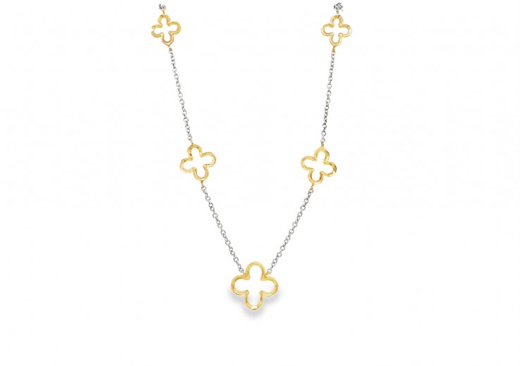 9ct White & Yellow Gold Flower Chain 9ct White & Yellow Gold Flower Chain