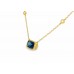 9ct Yellow Gold Blue Topaz & Diamond Necklace