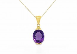 9ct Yellow Gold Amethyst Necklace