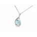9ct White Gold Blue Topaz & Diamond Necklace