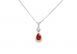 18ct Gold Ruby & Diamond Necklace