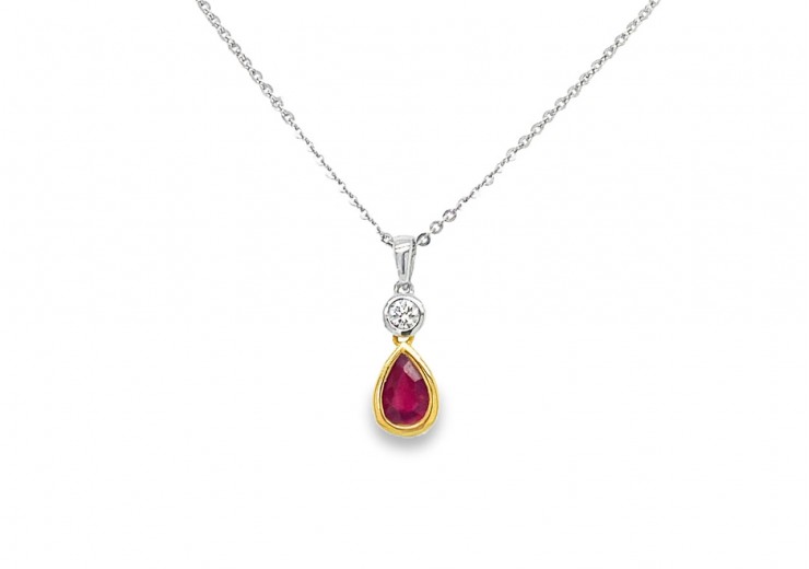 18ct Gold Ruby & Diamond Necklace