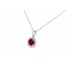 9ct White Gold Ruby & Diamond Necklace