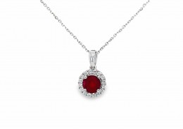 9ct White Gold Ruby & Diamond Necklace