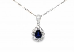 18ct White Gold Sapphire & Diamond Necklace