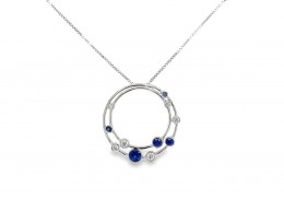 9ct White Gold Sapphire & Diamond Necklace