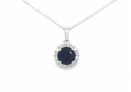 9ct White Gold Sapphire & Diamond Necklace