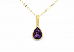 9ct Yellow Gold Amethyst Necklace